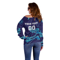 Custom Italy Rugby Off Shoulder Sweater Gli Azzurri Flame Pattern - Wonder Print Shop
