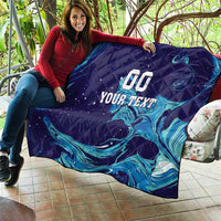 Custom Italy Rugby Quilt Gli Azzurri Flame Pattern - Wonder Print Shop