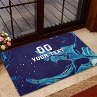 Custom Italy Rugby Rubber Doormat Gli Azzurri Flame Pattern - Wonder Print Shop