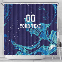 Custom Italy Rugby Shower Curtain Gli Azzurri Flame Pattern - Wonder Print Shop