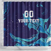 Custom Italy Rugby Shower Curtain Gli Azzurri Flame Pattern - Wonder Print Shop