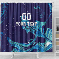 Custom Italy Rugby Shower Curtain Gli Azzurri Flame Pattern - Wonder Print Shop