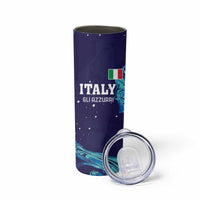 Custom Italy Rugby Skinny Tumbler Gli Azzurri Flame Pattern - Wonder Print Shop