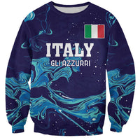 Custom Italy Rugby Sweatshirt Gli Azzurri Flame Pattern - Wonder Print Shop