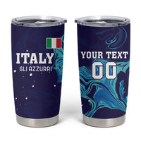 Custom Italy Rugby Tumbler Cup Gli Azzurri Flame Pattern - Wonder Print Shop