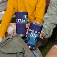 Custom Italy Rugby Tumbler Cup Gli Azzurri Flame Pattern - Wonder Print Shop