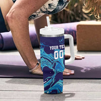 Custom Italy Rugby Tumbler With Handle Gli Azzurri Flame Pattern - Wonder Print Shop