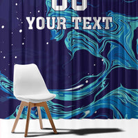 Custom Italy Rugby Window Curtain Gli Azzurri Flame Pattern - Wonder Print Shop