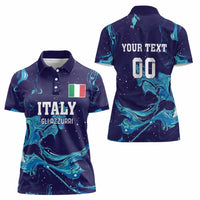 Custom Italy Rugby Women Polo Shirt Gli Azzurri Flame Pattern - Wonder Print Shop