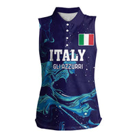 Custom Italy Rugby Women Sleeveless Polo Shirt Gli Azzurri Flame Pattern - Wonder Print Shop