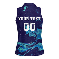 Custom Italy Rugby Women Sleeveless Polo Shirt Gli Azzurri Flame Pattern - Wonder Print Shop