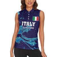 Custom Italy Rugby Women Sleeveless Polo Shirt Gli Azzurri Flame Pattern - Wonder Print Shop