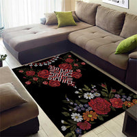 Czech Republic Traditional Costume Area Rug Embroidery Floral Pattern With Red Rose