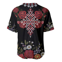 Czech Republic Traditional Costume Baseball Jersey Embroidery Floral Pattern With Red Rose