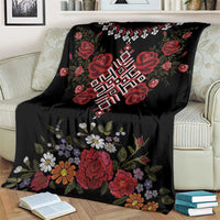 Czech Republic Traditional Costume Blanket Embroidery Floral Pattern With Red Rose
