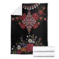 Czech Republic Traditional Costume Blanket Embroidery Floral Pattern With Red Rose