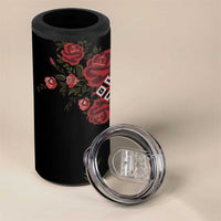 Czech Republic Traditional Costume 4 in 1 Can Cooler Tumbler Embroidery Floral Pattern With Red Rose