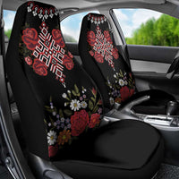 Czech Republic Traditional Costume Car Seat Cover Embroidery Floral Pattern With Red Rose