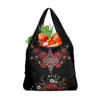 Czech Republic Traditional Costume Grocery Bag Embroidery Floral Pattern With Red Rose