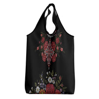 Czech Republic Traditional Costume Grocery Bag Embroidery Floral Pattern With Red Rose