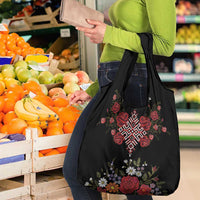 Czech Republic Traditional Costume Grocery Bag Embroidery Floral Pattern With Red Rose