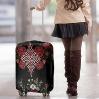 Czech Republic Traditional Costume Luggage Cover Embroidery Floral Pattern With Red Rose