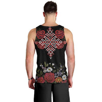 Czech Republic Traditional Costume Men Tank Top Embroidery Floral Pattern With Red Rose