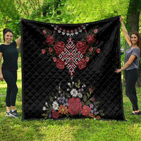 Czech Republic Traditional Costume Quilt Embroidery Floral Pattern With Red Rose