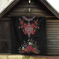 Czech Republic Traditional Costume Quilt Embroidery Floral Pattern With Red Rose