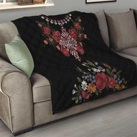 Czech Republic Traditional Costume Quilt Embroidery Floral Pattern With Red Rose