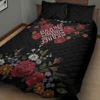 Czech Republic Traditional Costume Quilt Bed Set Embroidery Floral Pattern With Red Rose