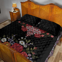 Czech Republic Traditional Costume Quilt Bed Set Embroidery Floral Pattern With Red Rose