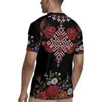 Czech Republic Traditional Costume Rugby Jersey Embroidery Floral Pattern With Red Rose
