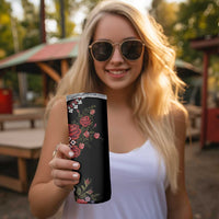 Czech Republic Traditional Costume Skinny Tumbler Embroidery Floral Pattern With Red Rose