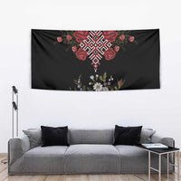 Czech Republic Traditional Costume Tapestry Embroidery Floral Pattern With Red Rose