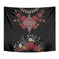 Czech Republic Traditional Costume Tapestry Embroidery Floral Pattern With Red Rose