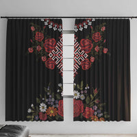 Czech Republic Traditional Costume Window Curtain Embroidery Floral Pattern With Red Rose