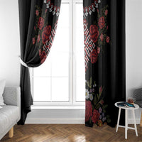 Czech Republic Traditional Costume Window Curtain Embroidery Floral Pattern With Red Rose