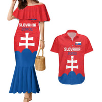 Custom Slovakia Football Couples Matching Mermaid Dress and Hawaiian Shirt Come On Sokoli