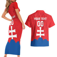 Custom Slovakia Football Couples Matching Short Sleeve Bodycon Dress and Hawaiian Shirt Come On Sokoli