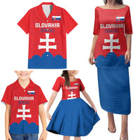 Custom Slovakia Football Family Matching Puletasi and Hawaiian Shirt Come On Sokoli