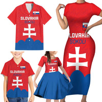 Custom Slovakia Football Family Matching Short Sleeve Bodycon Dress and Hawaiian Shirt Come On Sokoli