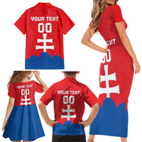 Custom Slovakia Football Family Matching Short Sleeve Bodycon Dress and Hawaiian Shirt Come On Sokoli