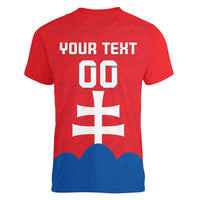 Custom Slovakia Football Women V-Neck T-Shirt Come On Sokoli