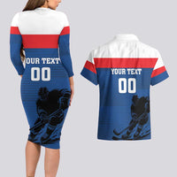 Custom Slovakia Hockey Couples Matching Long Sleeve Bodycon Dress and Hawaiian Shirt Go Nasi Chlapci