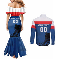 Custom Slovakia Hockey Couples Matching Mermaid Dress and Long Sleeve Button Shirt Go Nasi Chlapci