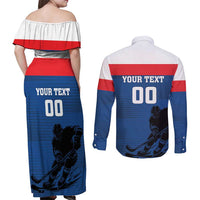 Custom Slovakia Hockey Couples Matching Off Shoulder Maxi Dress and Long Sleeve Button Shirt Go Nasi Chlapci