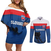 Custom Slovakia Hockey Couples Matching Off Shoulder Short Dress and Long Sleeve Button Shirt Go Nasi Chlapci