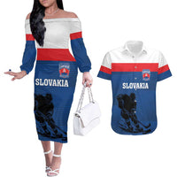 Custom Slovakia Hockey Couples Matching Off The Shoulder Long Sleeve Dress and Hawaiian Shirt Go Nasi Chlapci