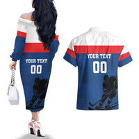 Custom Slovakia Hockey Couples Matching Off The Shoulder Long Sleeve Dress and Hawaiian Shirt Go Nasi Chlapci